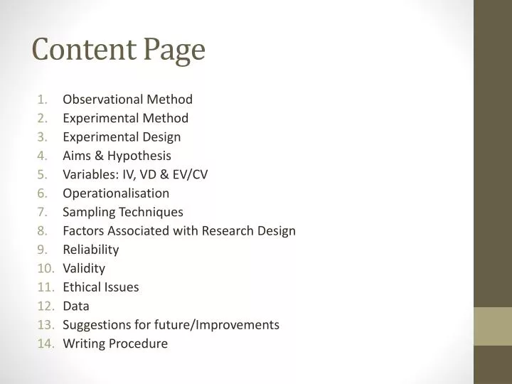 content page