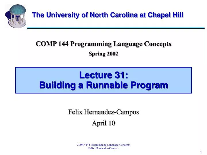 lecture 31 building a runnable program
