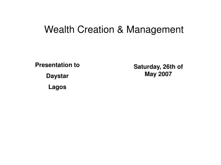 wealth creation management