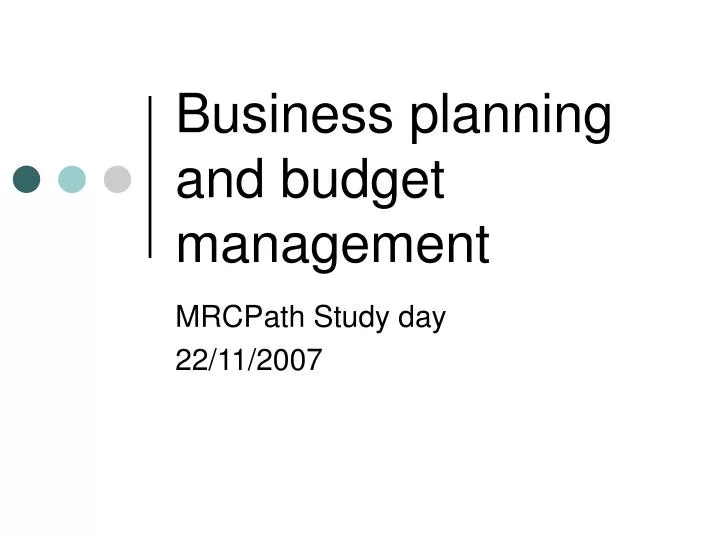 business planning and budget management