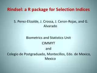 Rindsel : a R package for Selection Indices