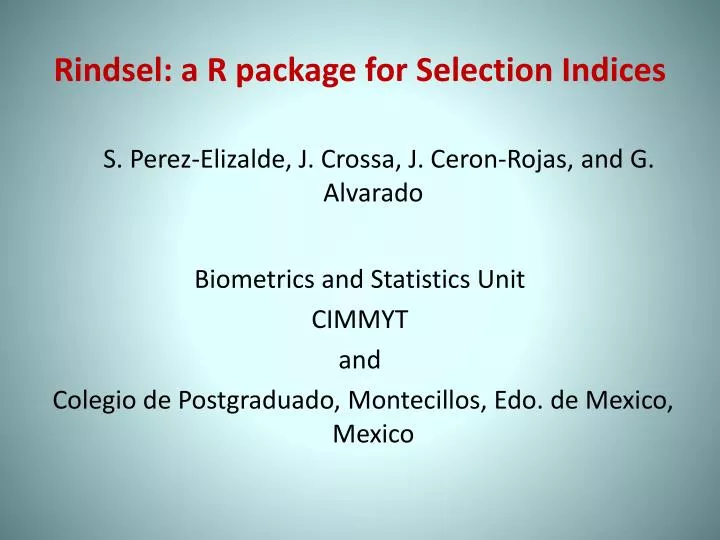 rindsel a r package for selection indices