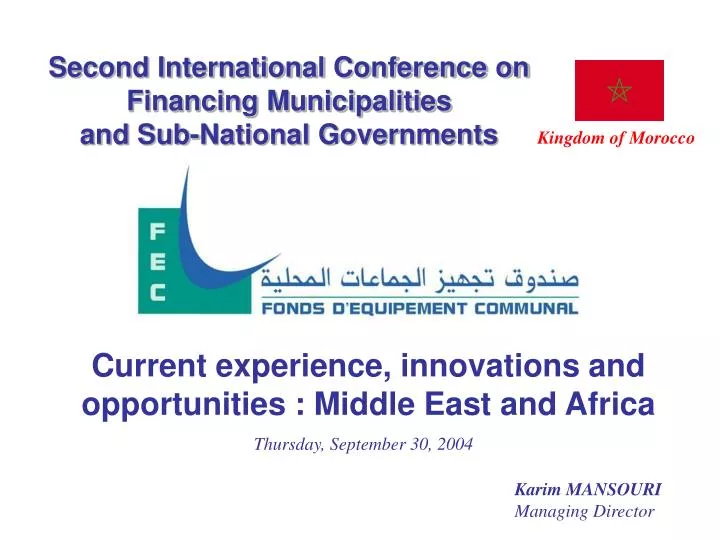 second international conference on financing municipalities and sub national governments