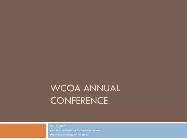 wcoa annual conference