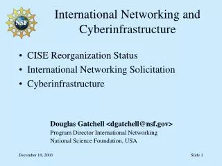 International Networking and Cyberinfrastructure
