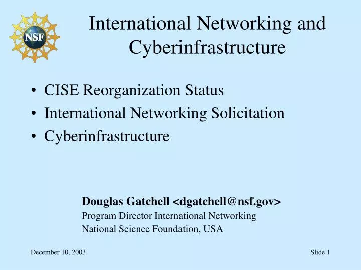 international networking and cyberinfrastructure