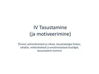 iv tasustamine ja motiveerimine