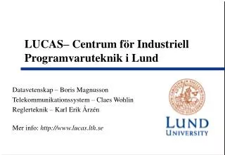 lucas centrum f r industriell programvaruteknik i lund