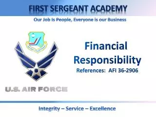 Financial Responsibility References: AFI 36-2906