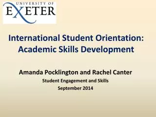 International Student Orientation: Academic Skills Development
