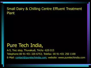 Small Dairy &amp; Chilling Centre Effluent Treatment Plant