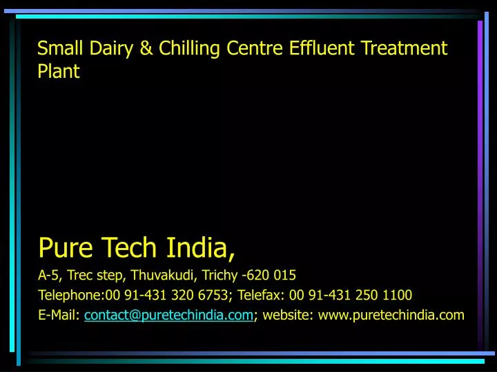 small dairy chilling centre effluent treatment plant