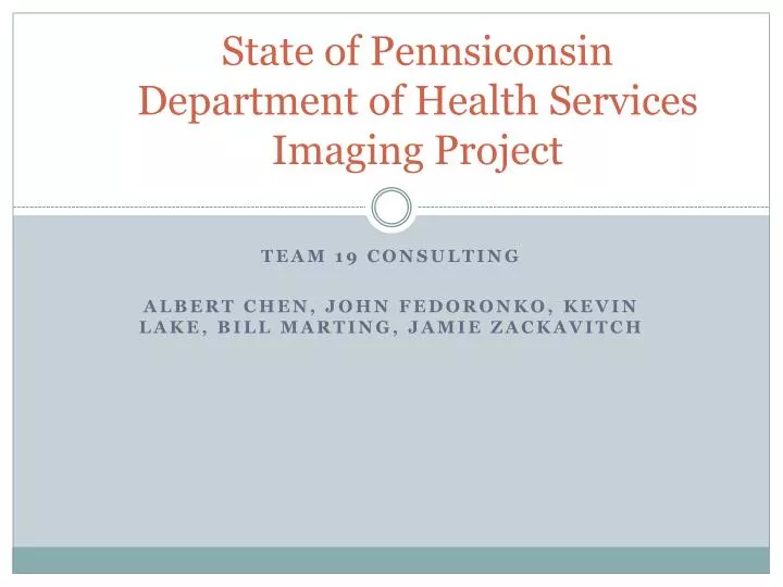 state of pennsiconsin department of health services imaging project