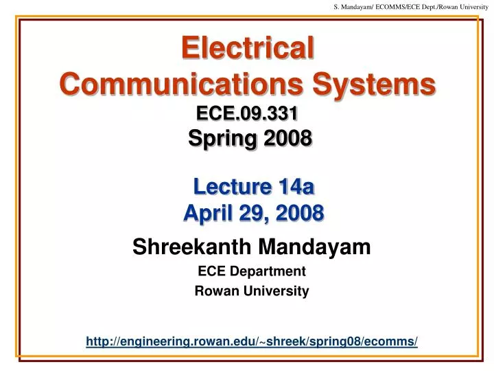 electrical communications systems ece 09 331 spring 2008