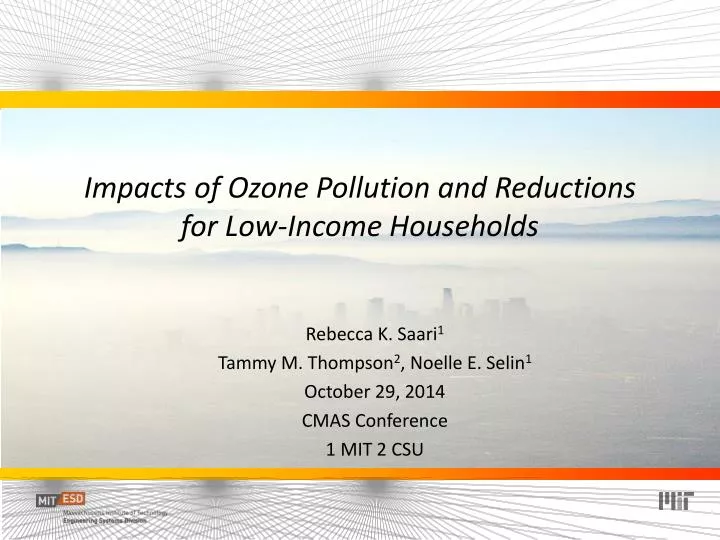 impacts of ozone pollution and reductions for low income households