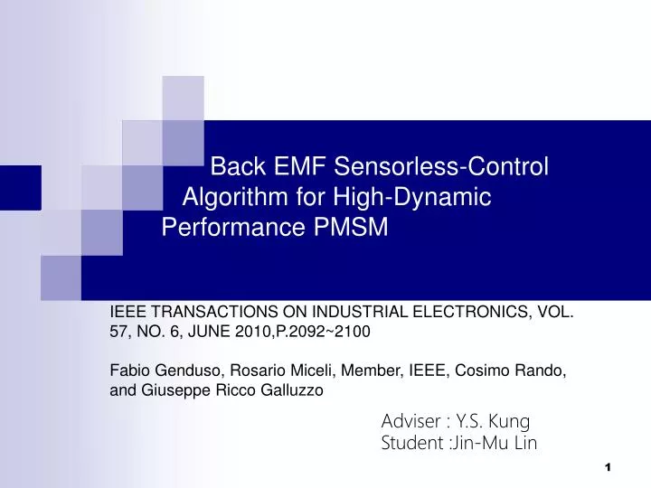 back emf sensorless control algorithm for high dynamic performance pmsm
