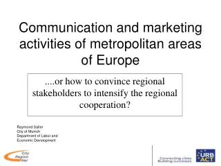 Communication and marketing activities of metropolitan areas of Europe