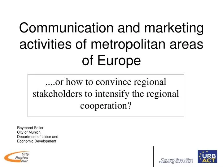 communication and marketing activities of metropolitan areas of europe