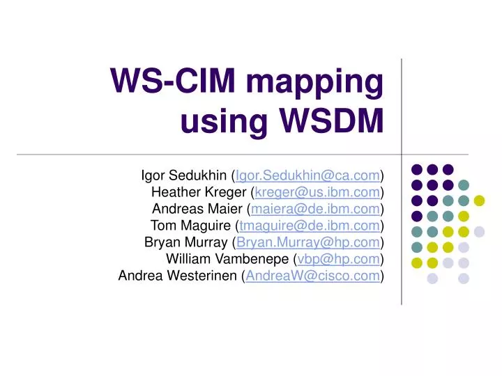 ws cim mapping using wsdm