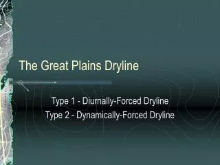 The Great Plains Dryline