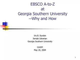 EBSCO A-to-Z at Georgia Southern University --Why and How