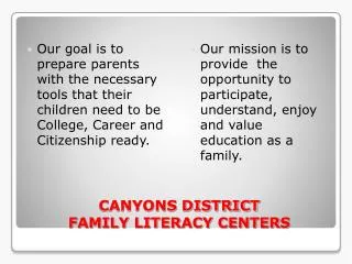 CANYONS DISTRICT FAMILY LITERACY CENTERS