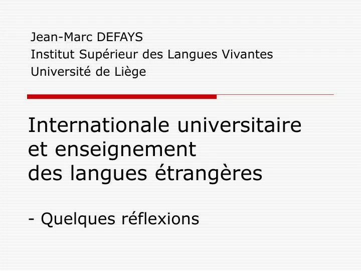 internationale universitaire et enseignement des langues trang res quelques r flexions
