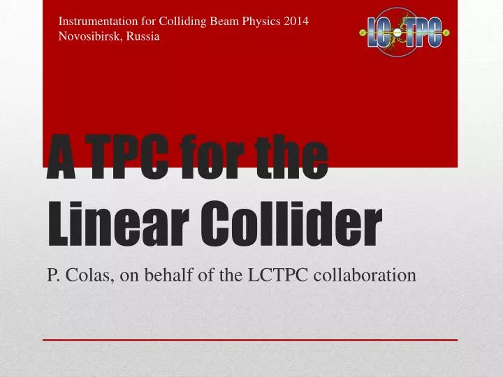 a tpc for the linear collider