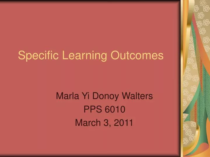 specific learning outcomes