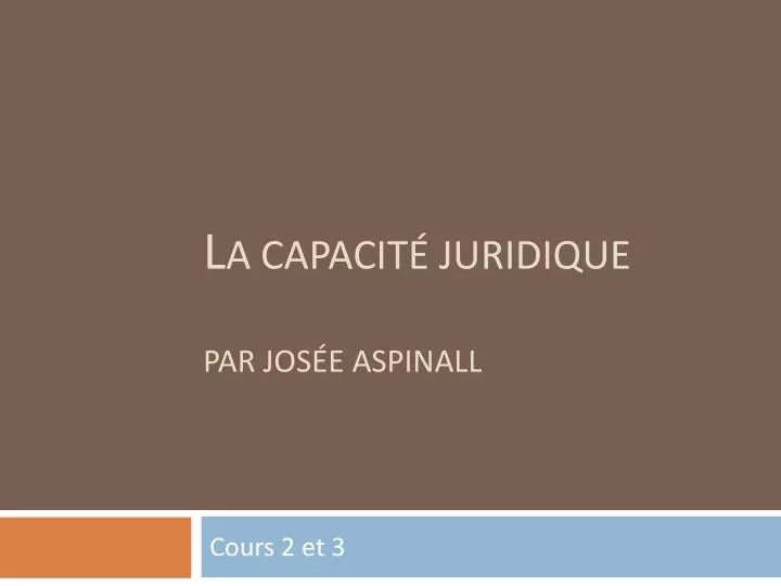 l a capacit juridique par jos e aspinall