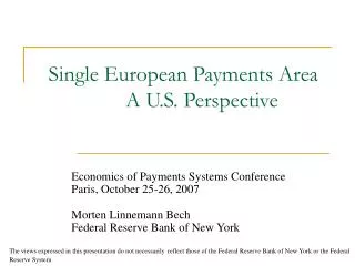 Single European Payments Area A U.S. Perspective