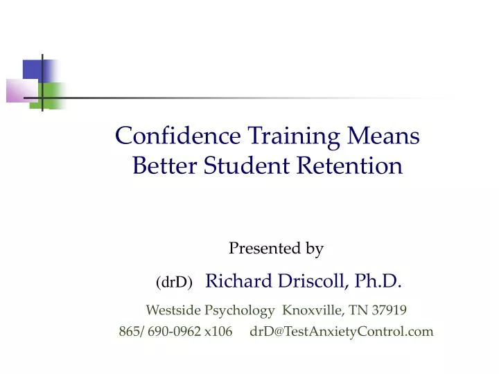 confidence training means better student retention