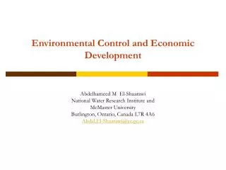 Environmental Control and Economic Development