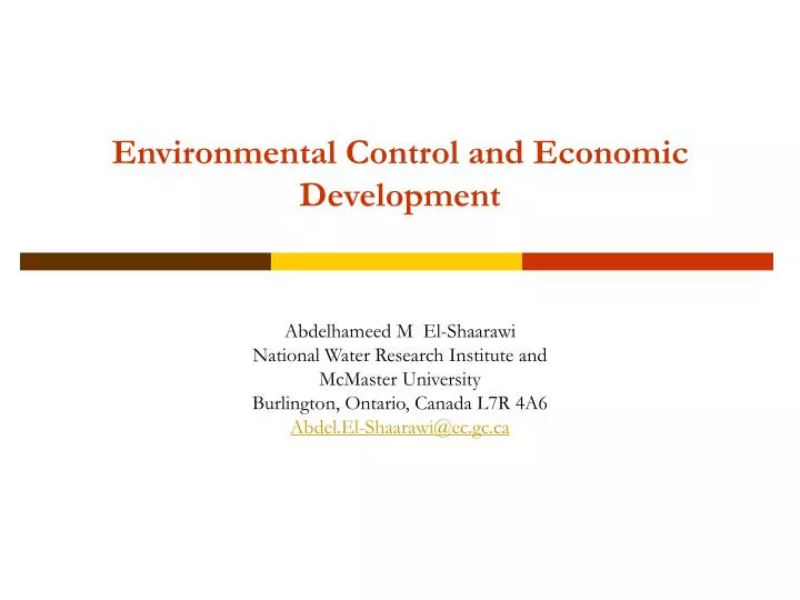 environmental control and economic development
