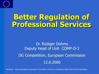 Better Regulation of Professional Services