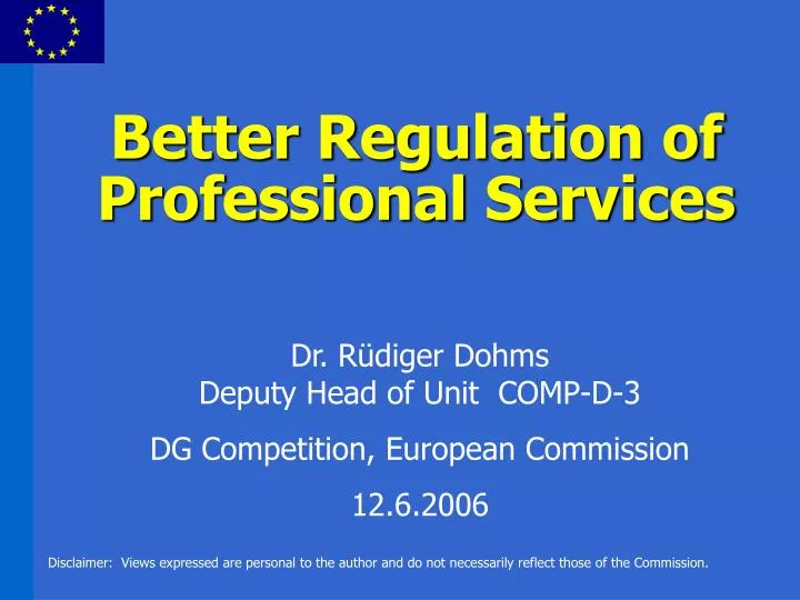 better regulation of professional services