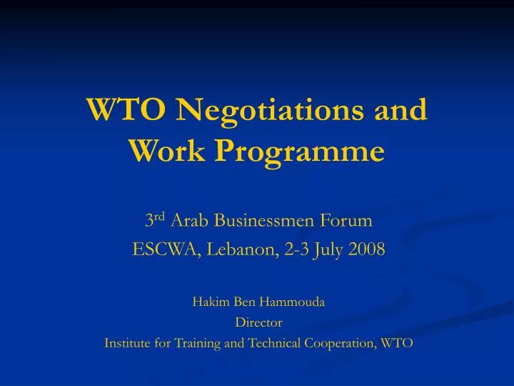 wto negotiations and work programme