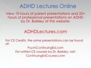 ADHD Lectures Online