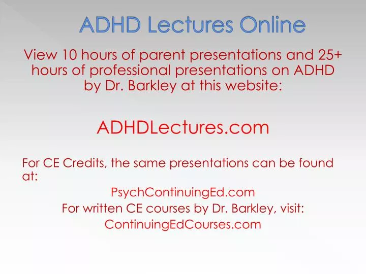 adhd lectures online