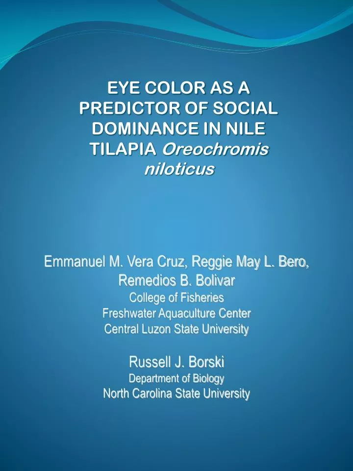 eye color as a predictor of social dominance in nile tilapia oreochromis niloticus