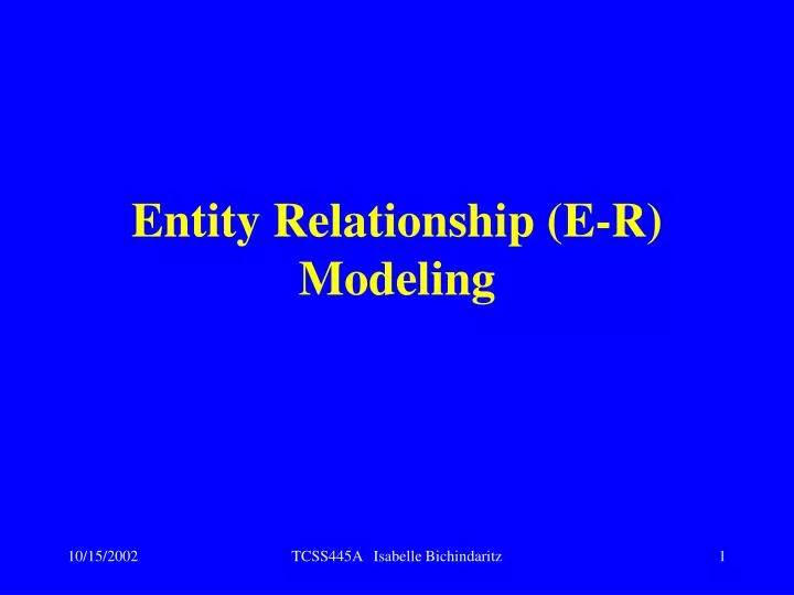entity relationship e r modeling