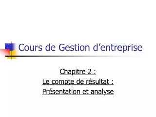 cours de gestion d entreprise