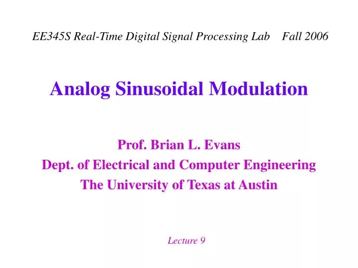 analog sinusoidal modulation