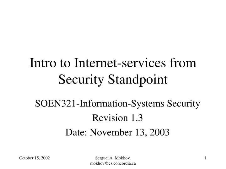 intro to internet services from security standpoint