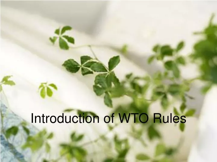 introduction of wto rules