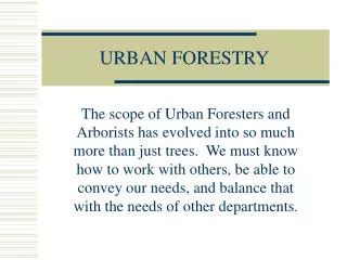 URBAN FORESTRY