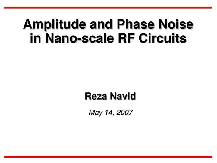 amplitude and phase noise in nano scale rf circuits