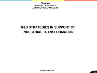 R&amp;D STRATEGIES IN SUPPORT OF INDUSTRIAL TRANSFORMATION