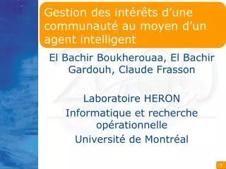 gestion des int r ts d une communaut au moyen d un agent intelligent