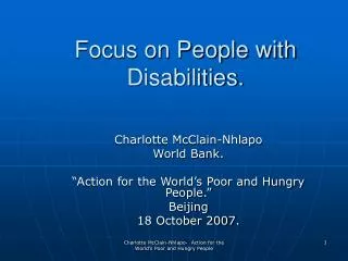Focus on People with Disabilities.